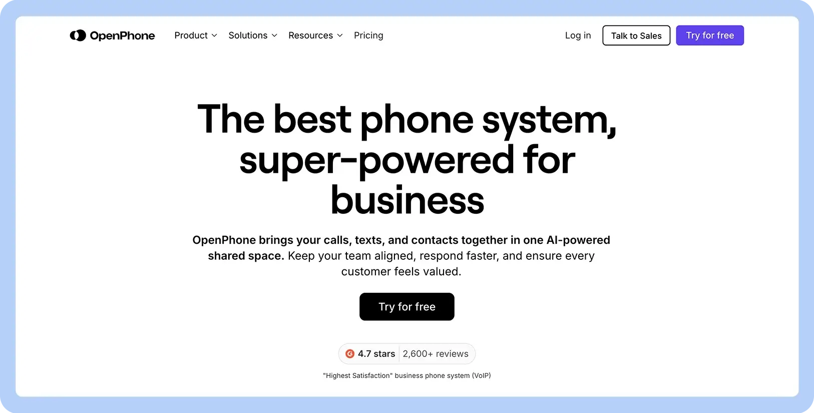 Screenshot of OpenPhone website